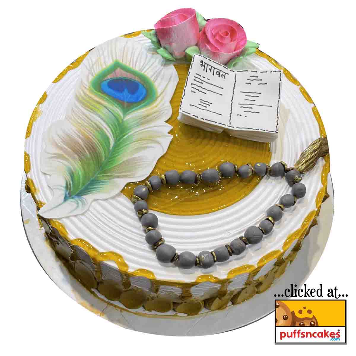 (1278) Bhagwat Krishna Holy Beads Theme Cake